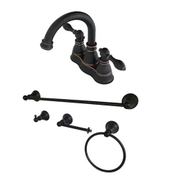 American Classic 4" Centerset Lavatory Faucet with Bathroom Accessory Package in Naples Bronze