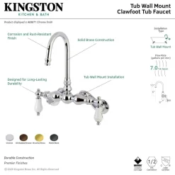 Aqua Vintage AE85TX-P Adjustable Center Wall Mount Tub Faucet