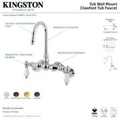 Aqua Vintage AE83TX-P Adjustable Center Wall Mount Tub Faucet