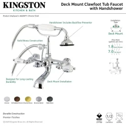 Aqua Vintage AE207TX-P 7-Inch Tub Faucet with Hand Shower