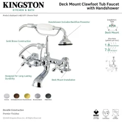 Aqua Vintage AE209TX-P7-Inch Tub Faucet with Hand Shower