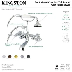 Aqua Vintage AE203TX-P 7-Inch Tub Faucet with Hand Shower