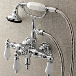 Aqua Vintage AE23TX-P 3-3/8-Inch Wall Mount Tub Faucet with Hand Shower