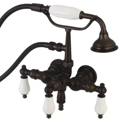 Aqua Vintage AE23TX-P 3-3/8-Inch Wall Mount Tub Faucet with Hand Shower