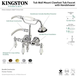 Aqua Vintage AE21TX-P 3-3/8-Inch Wall Mount Tub Faucet with Hand Shower