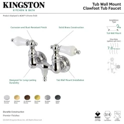 Aqua Vintage AE35TX-P Vintage 3-3/8-Inch Wall Mount Tub Faucet