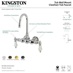 Aqua Vintage AE3TX-P Vintage 3-3/8-Inch Wall Mount Tub Faucet