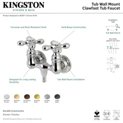 Aqua Vintage AE37TX-P Vintage 3-3/8-Inch Wall Mount Tub Faucet