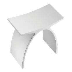 Arched Bathroom Stool in Composite Matte White