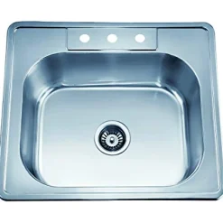 Ast103 25" Single Bowl Topmount 20 Gauge Stainless Steel Kitchen Sink