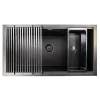 34" Black Composite Single Bowl Kitchen Workstation Sink