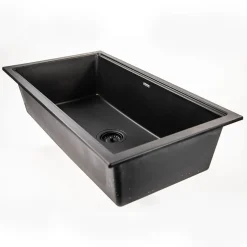 34" Black Composite Single Bowl Kitchen Workstation Sink