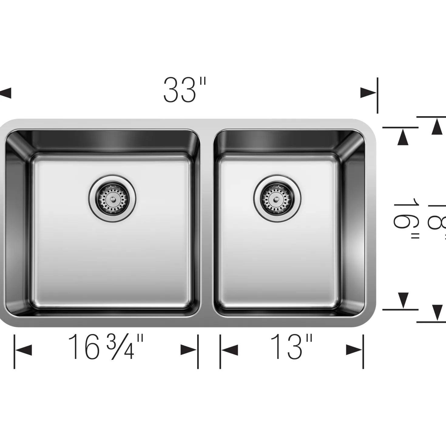 BLANCO Formera 33" 60/40 Double Bowl Undermount Kitchen Sink