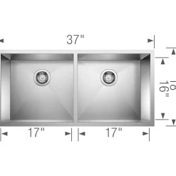 BLANCO Precision 37" Zero Radius Equal Double Bowl Kitchen Sink