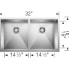 BLANCO 32" Quatrus Zero Radius Equal Double Bowl Kitchen Sink