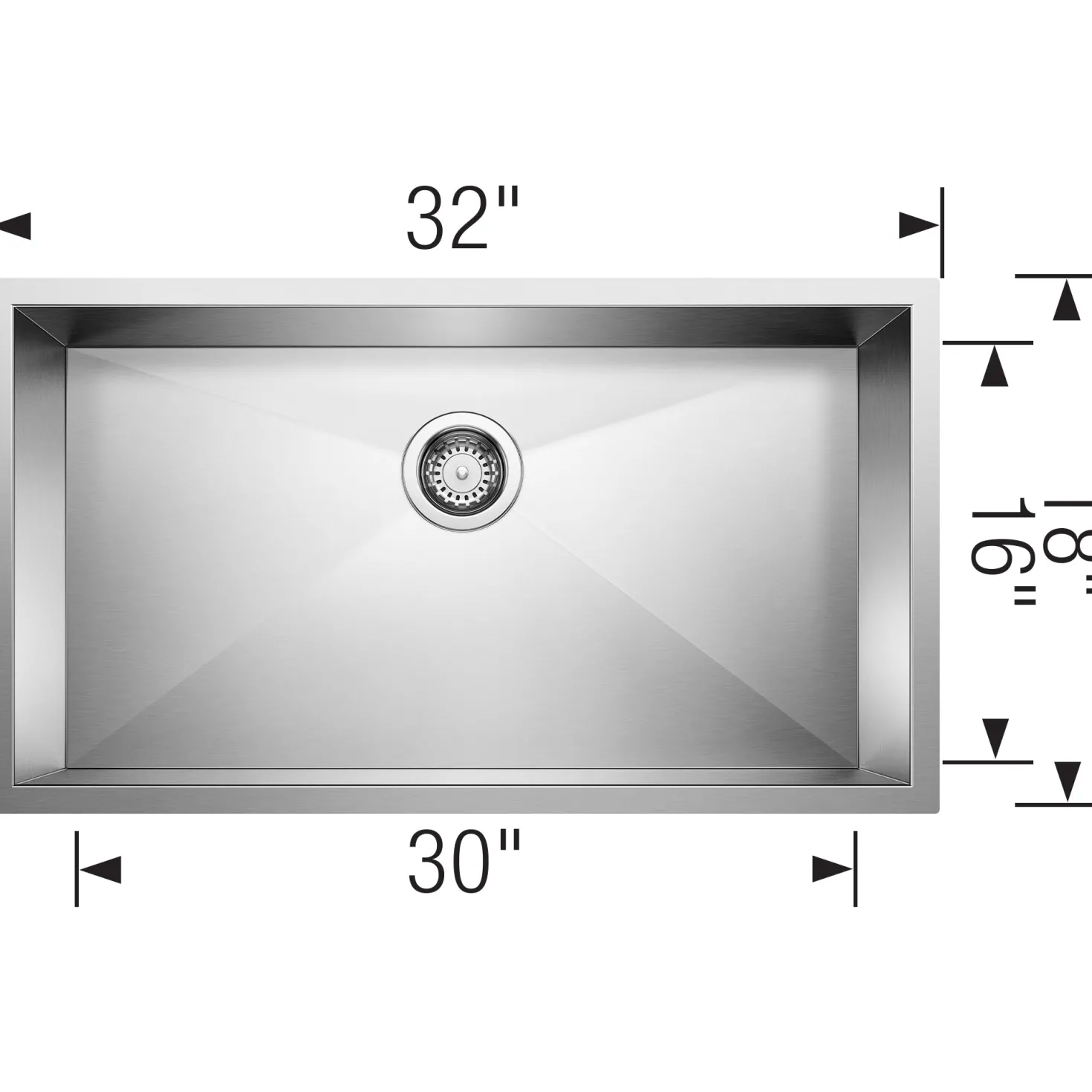 BLANCO 32" Quatrus Zero Radius Super Single Bowl Kitchen Sink