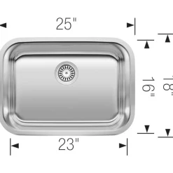 BLANCO Stellar 25" Single Bowl Undermount Kitchen Sink