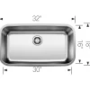 BLANCO Stellar 32" Super Single Bowl Stainless Steel Kitchen Sink