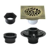 4" Brass Square Grid Shower Drain with Flange