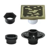 4" Brass Square Grid Shower Drain with Flange