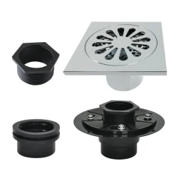 4" Brass Square Grid Shower Drain with Flange