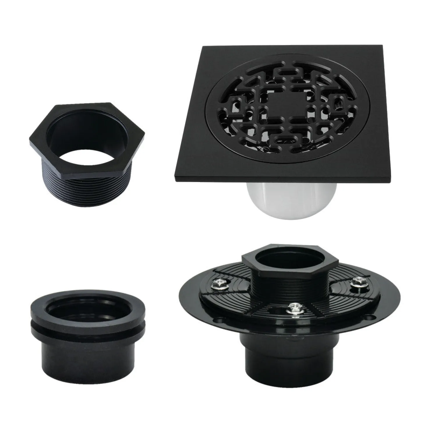 4" Brass Square Grid Shower Drain with Flange