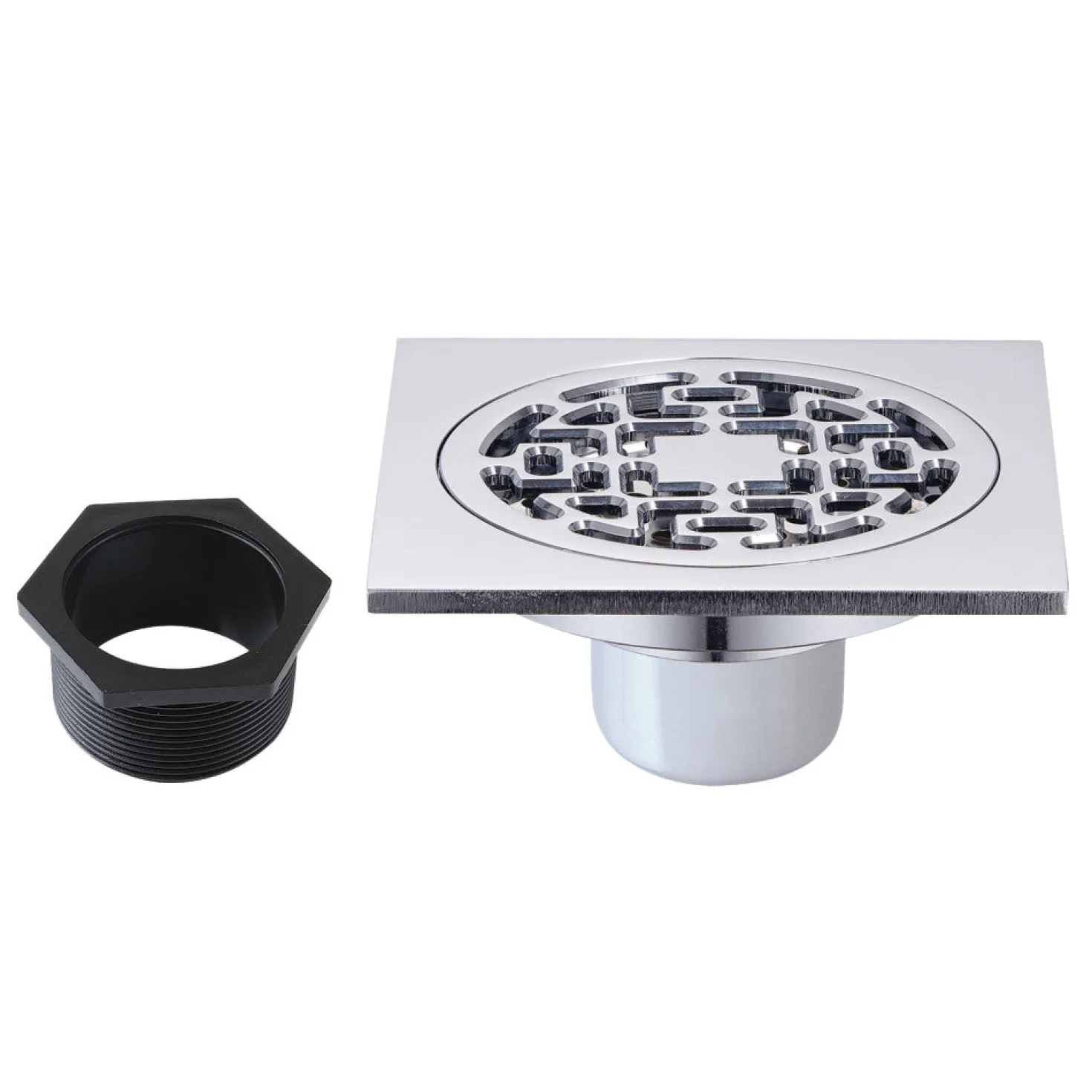 4" Brass Square Grid Shower Drain with Flange