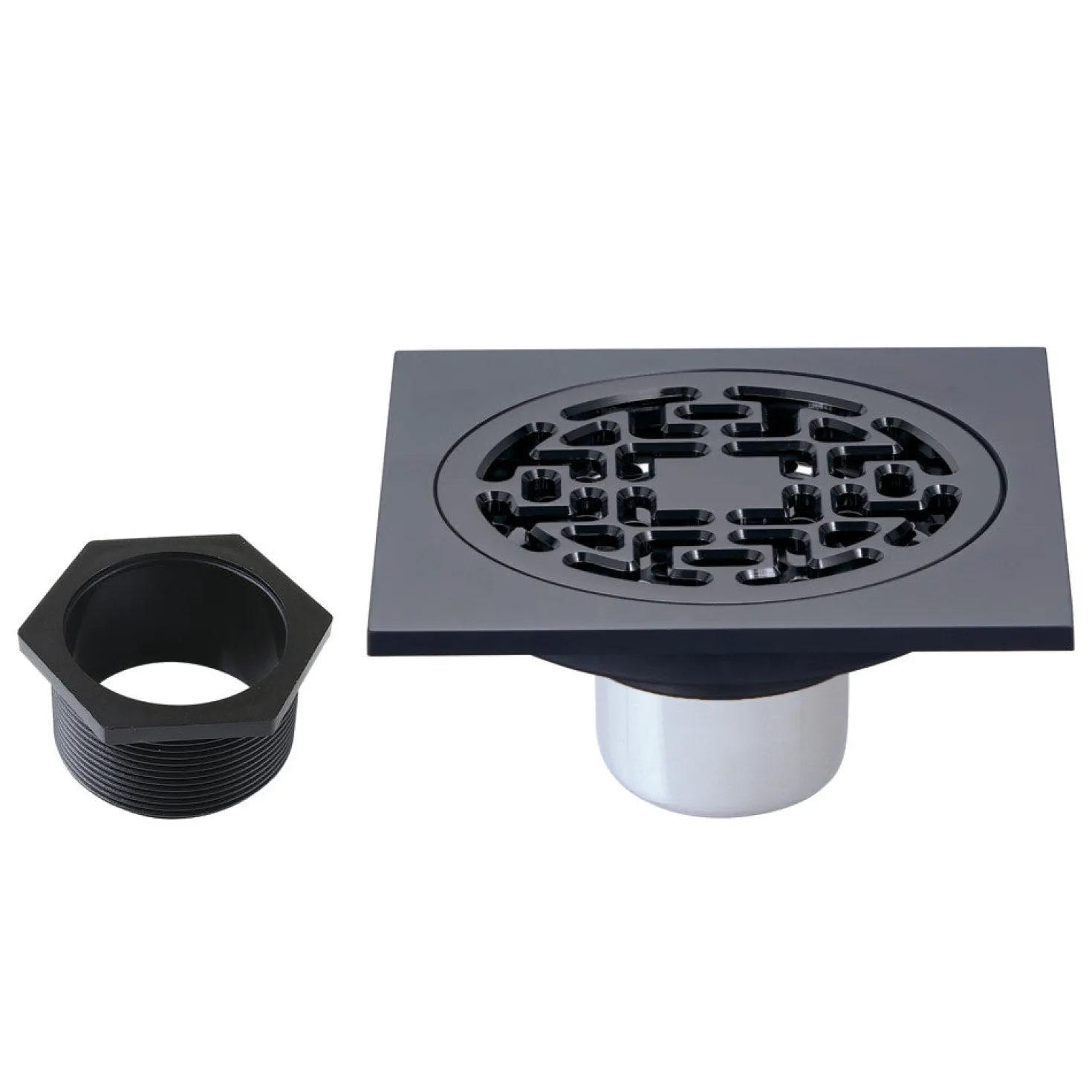 4" Brass Square Grid Shower Drain with Flange