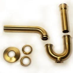 Brushed Satin Brass P-Trap for Bathroom and Utility Drains