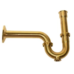 Brushed Satin Brass P-Trap for Bathroom and Utility Drains