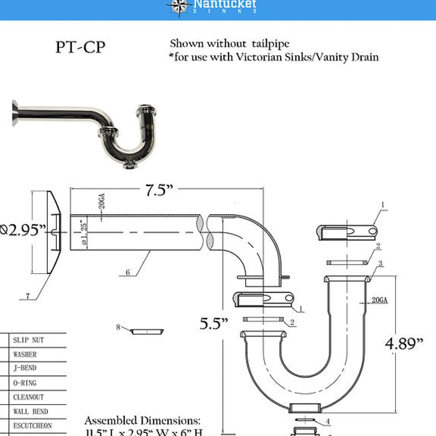 Chrome P-Trap for Bathroom and Utility Drains