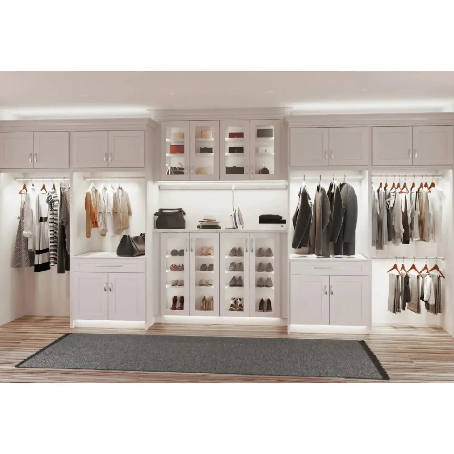 Closet Rod with Integrated LED Light in White