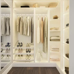 Closet Rod with Integrated LED Light in White