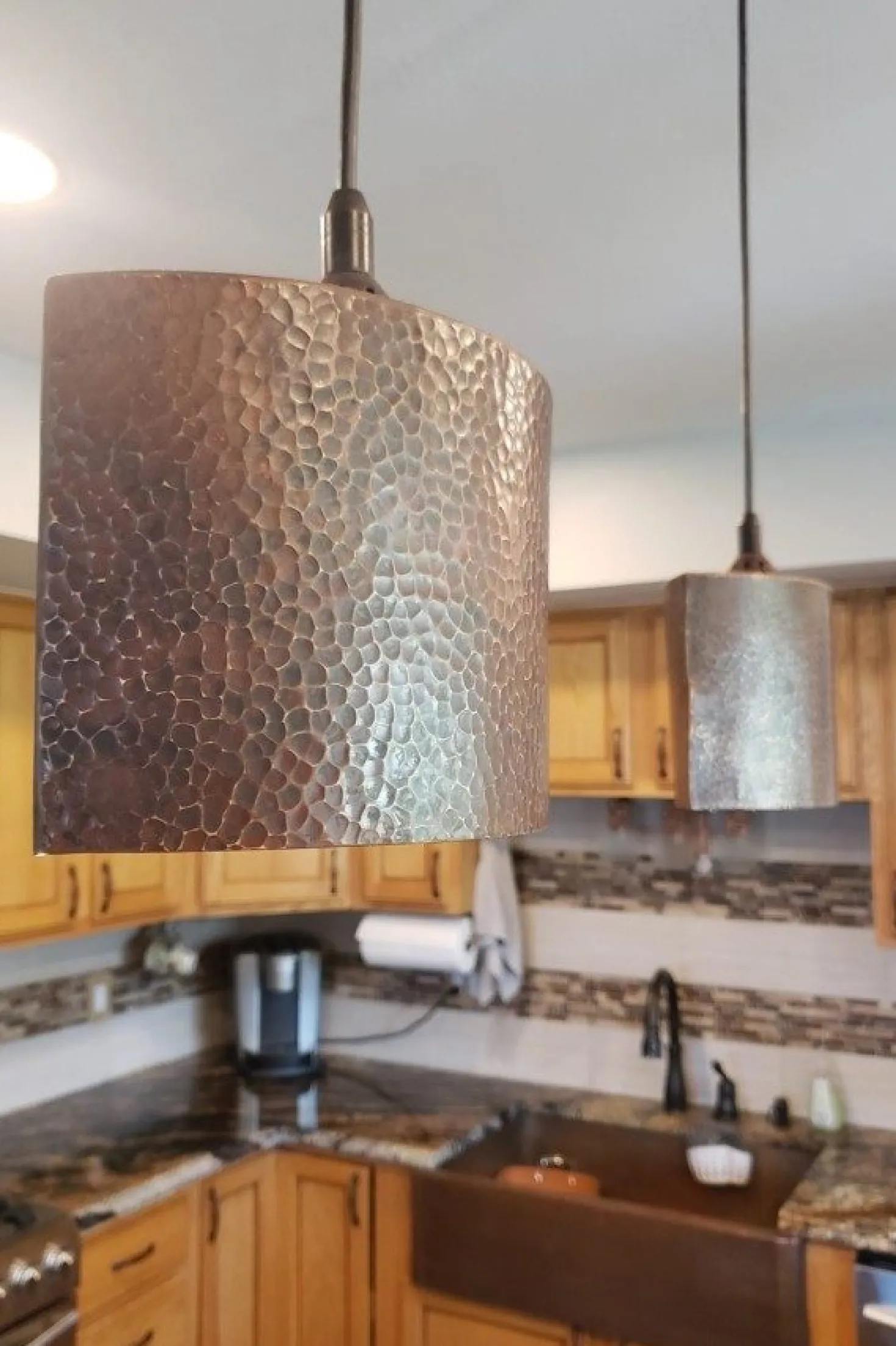 8" Copper Oval Cylinder Pendant Light
