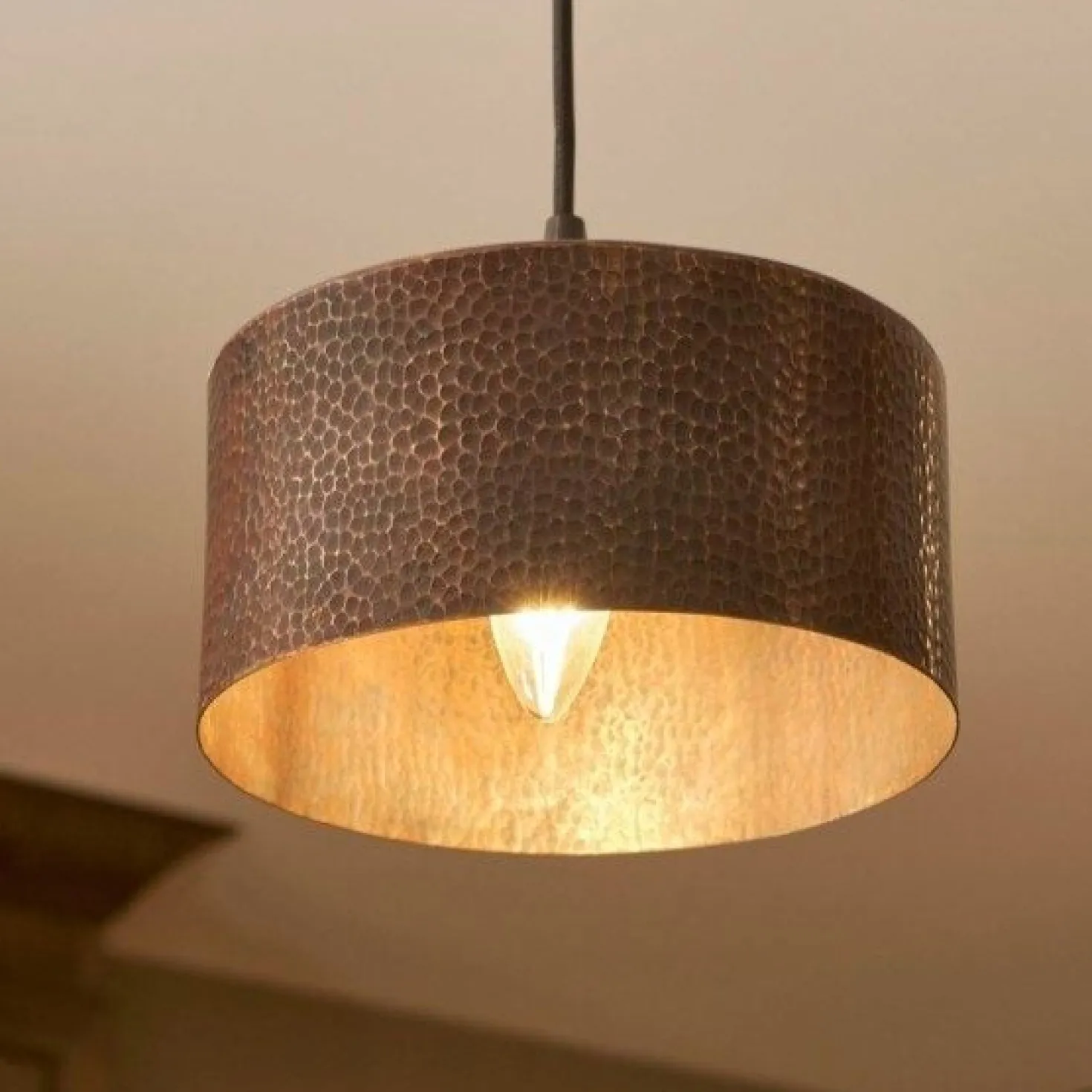 8" Copper Replacement Round Cylinder Pendant Light Shade
