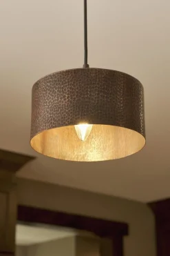 8" Copper Round Cylinder Pendant Light