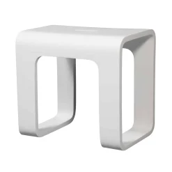 Cube Bathroom Stool in Composite Matte White