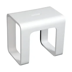 Cube Bathroom Stool in Composite Matte White