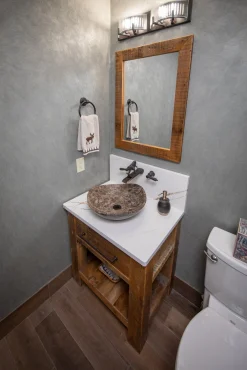 Dark Emperador Marble Freeform Vessel Sink