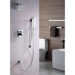 Dawn Acadia Square Series Shower Combo Set Wall Mounted Rainhead with Slide Bar Handheld Shower