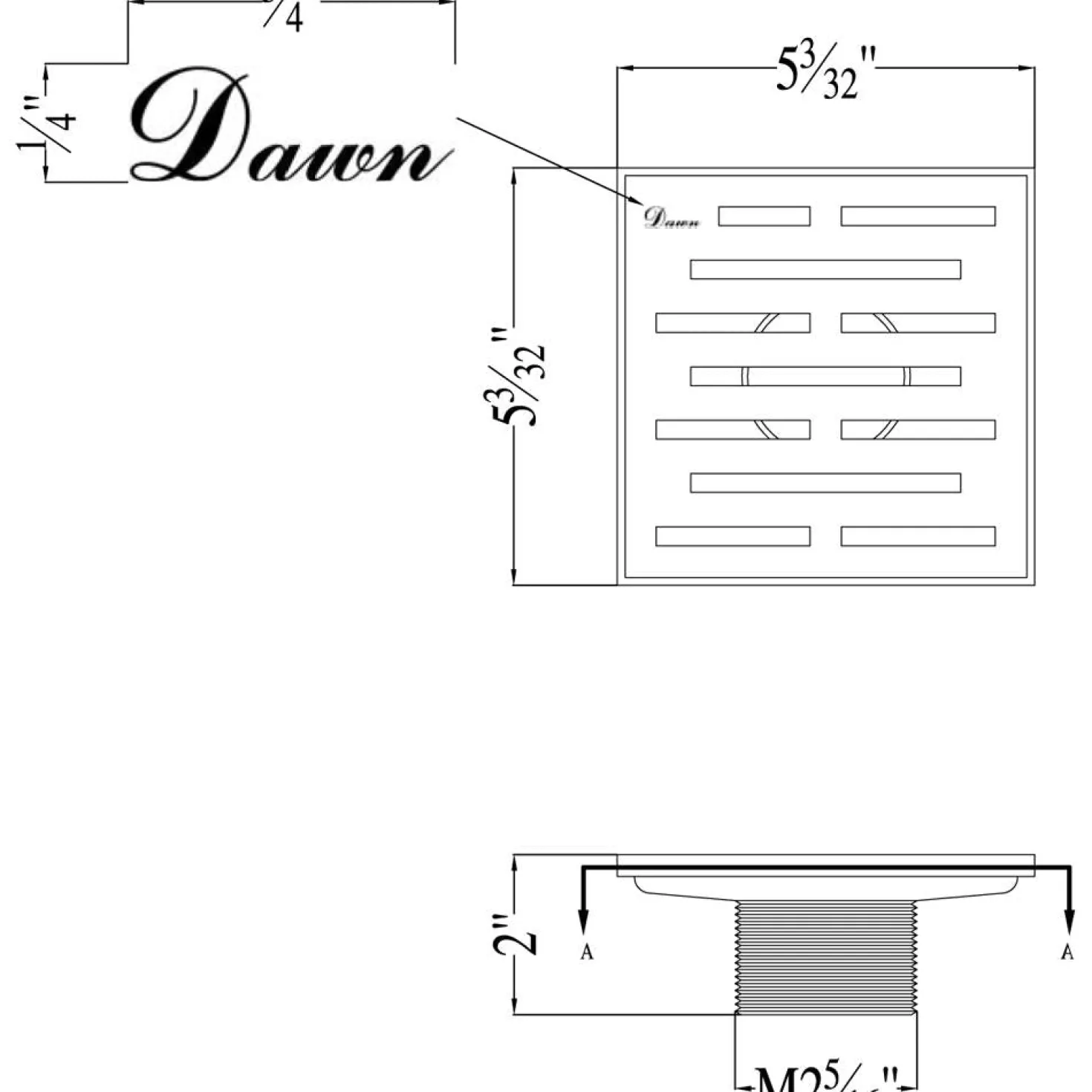 Dawn Amazon River Series Square Shower Drain 5-Inch