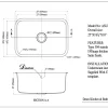 Dawn ASU2316 Single Bowl 25" Undermount Stainless Steel Kitchen Sink
