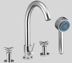 Dawn D032503 4-Hole Tub Filler with Personal Handshower and Cross Handles