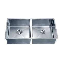 Dawn 35" Equal Double Bowl Undermount Kitchen Sink, with Small Radius Corners