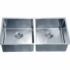 Dawn 35" Equal Double Bowl Undermount Kitchen Sink, with Small Radius Corners