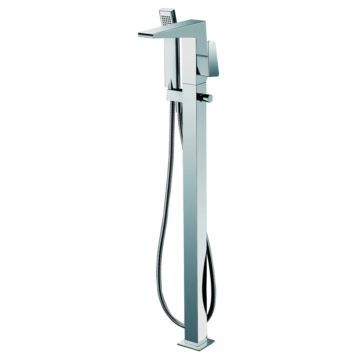 Dawn Floor Mount Freestanding Bathtub Filler Faucet with Hand Held Shower, Lever Handle