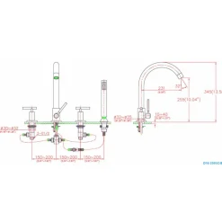 Dawn 4-Hole Tub Filler with Personal Handshower and Lever Handles in Brushed Nickel