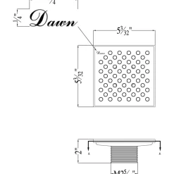 Dawn Rhone River Series Square Shower Drain 5"L Threaded Dark Brown Finished