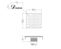Dawn Rio Orinoco River Series - Square Shower Drain 5"L Threaded