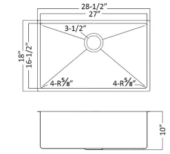 Dawn 29" Single Bowl Undermount 18 Gauge Stainless Steel Kitchen Sink